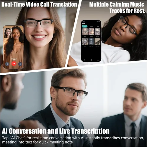 Miniatura 4 de Lentes inteligentes AI para hombres y mujeres con GPT de chat, lentes de traducción Bluetooth (más de 165 idiomas y acentos), lentes que cambian