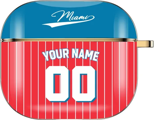 Miniatura 25 de Funda personalizada con nombre y número para AirPods Pro de 3ª generación Pro 2 (2019, 2021, 2022) con llavero personalizado, regalo para fanáticos