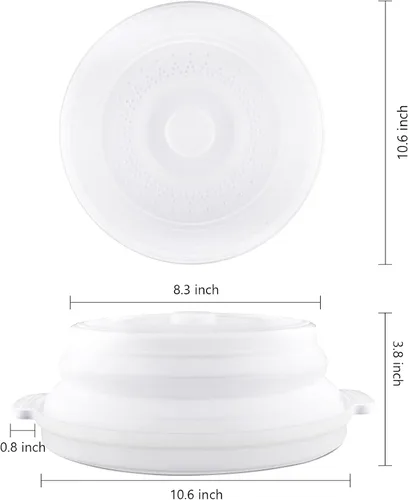 Miniatura 2 de Juego de 2 cubiertas para salpicaduras de microondas con bandeja de platos, cubierta de microondas para alimentos sin BPA, tapa de 10.6 pulgadas