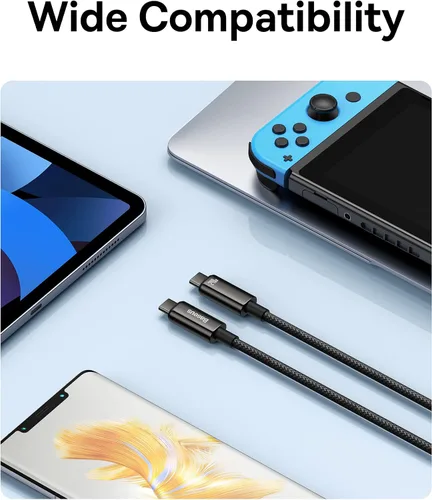 Miniatura 7 de Baseus Cable USB C, 240 W PD 5A de carga rápida USBC a USBC, cable de carga tipo C de aleación de zinc trenzado para iPhone 16 15 Pro/Plus/Pro Max