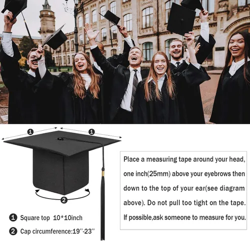 Miniatura 3 de Geyoga 8 gorras de graduación a granel ajustables para adultos con borla para graduados, accesorios de disfraces, accesorios de fotos