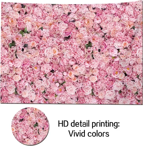 Miniatura 4 de Fondo de fotos de pared con rosas rosadas, decoración de fiesta de cumpleaños para niñas, telón de fondo de fotografía para el día de San Valentín