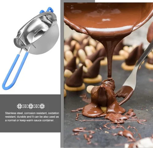 Miniatura 4 de Hemoton Olla de doble caldera de acero inoxidable con inserto universal de acero con mango de silicona para derretir chocolate, mantequilla, queso