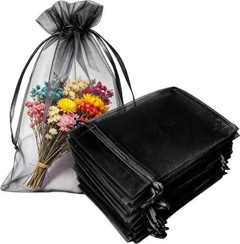 Miniatura 14 de 100 bolsas de organza con cordón de regalo para joyas, galletas, malla de tela transparente de 5 x 7 pulgadas, bolsa reciclable duradera para baby