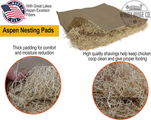 Miniatura 2 de Almohadillas naturales para anidar pollo, paquete de 10 unidades, Aspen Excelsior Bedding - Revestimientos para cajas nido de gallina - Fabricado