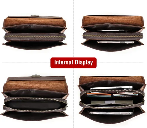Miniatura 9 de Funda de piel de grano superior para hombre y mujer, múltiples bolsillos/ranuras, RFID de gran capacidad para tarjetas, cheques, dinero, pasaporte