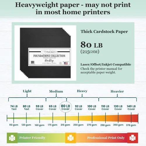 Miniatura 6 de Cardstock Warehouse Foundations - Papel de cartulina Blacktop 100% reciclado, 25 hojas, 12 x 12 pulgadas, 80 libras, 215 GSM, cartulina negra