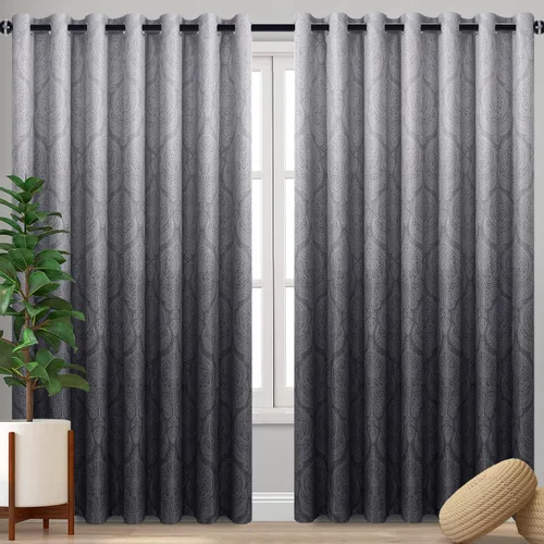Miniatura 99 de DWCN - Cortinas blackout para dormitorio, diseño de damasco con aislamiento térmico y ojales, para sala de estar, juego de 2 paneles de cortina Gris