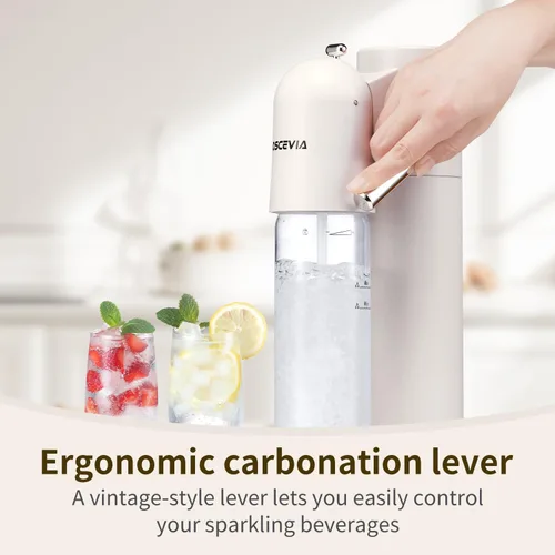 Miniatura 4 de Máquina de agua con gas, seltzer y carbonatador para bebidas, dispensador de vapor de soda, máquina carbonatadora con 2 botellas sin BPA (1 l), 1Lx2
