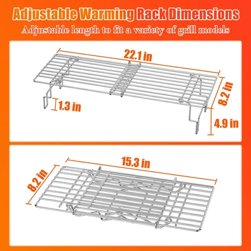 Miniatura 2 de Hisencn Rejilla Universal para Parrilla de Gas/Pellets de Madera/Plancha/Parrilla Ahumadora, Rejilla de Calentamiento Ajustable, Rejilla Superior
