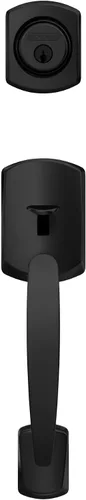 Miniatura 8 de Schlage F58 GRW 622 Greenwich - Manija de entrada exterior de un solo cilindro, negro mate (solo mitad exterior)