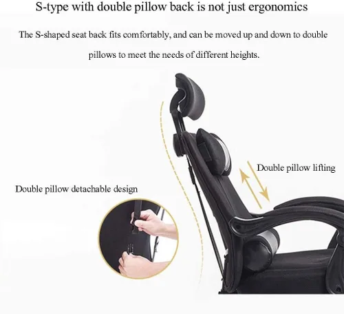 Miniatura 3 de Silla ergonómica reclinable de oficina, silla de escritorio con altura ajustable, reposacabezas de malla transpirable, cojín de espuma suave