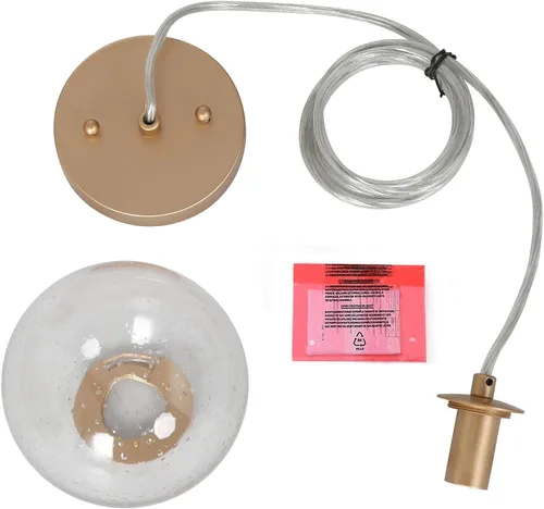 Miniatura 9 de Iluminación colgante dorada para isla de cocina, lámpara colgante moderna con pantalla de vidrio sembrado y cable transparente para vestíbulo