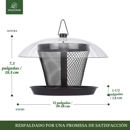 Miniatura 3 de Comedero para pájaros Kingsyard para exterior, comedero de malla metálica de doble uso para pájaros silvestres con cúpula resistente a