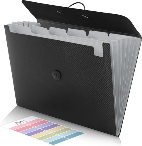 SKYDUE Carpeta de archivos expandible con 7 bolsillos, organizador de archivos de acordeón, carpetas para documentos, organizador portátil de papel