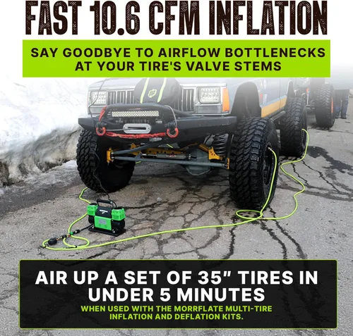 Miniatura 3 de MORRFlate TenSix - Compresor de aire de 12 voltios resistente, 10.6 CFM 150 PSI inflador de neumáticos portátil todoterreno de doble cilindro