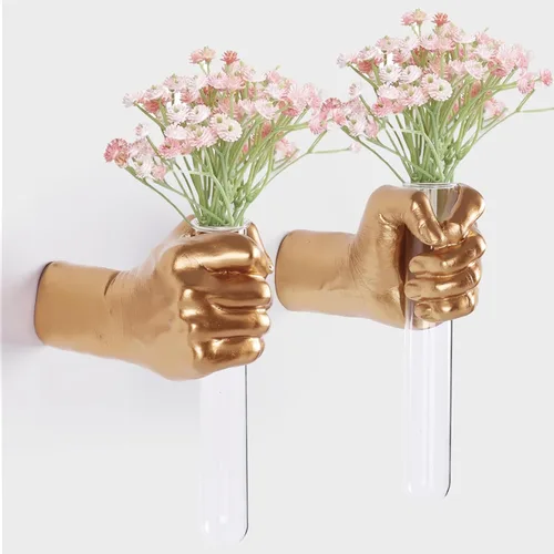 Miniatura 12 de 2 piezas de esculturas de pared, florero de manos para decoración del hogar, escultura artística de montaje en pared, estatua de arte de pared