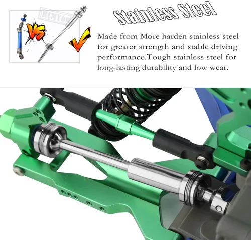 Miniatura 4 de RC Upgrades Part para 1/10 Slash 2WD/Stampede 2WD/Rustler 2WD/Bandit 2WD, eje de transmisión RC CVD ejes y tensores de aleación Camber Links, verde