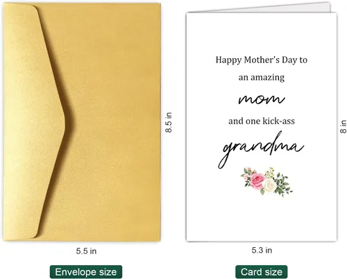 Miniatura 2 de Chenive Tarjeta del día de la madre de la abuela, tarjeta feliz del día de la madre de hija hijo, increíble mamá y tarjeta de abuela de patada