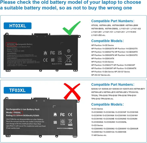 Miniatura 4 de Batería HT03XL L11119-855 HTO3XL para HP 14M-DH0003DX 14M-DH1003DX 15T-DA000 15T-CS200 15-CW1XXX 15T-CS300 LPD1071 15-DB0004DX 15-DA0014DX Pavilion