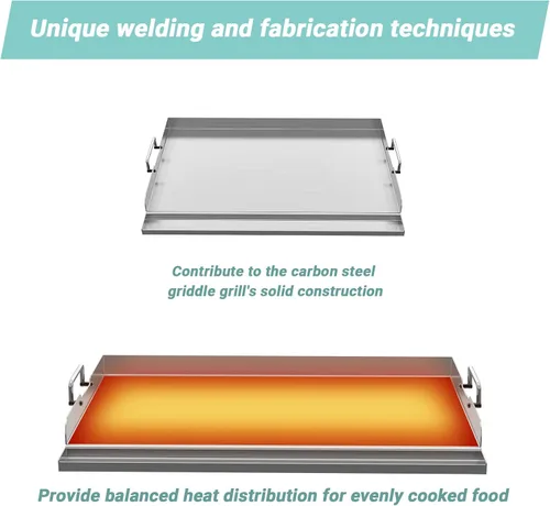Miniatura 4 de Skyflame Plancha Universal de Parrilla de 23"x16", Parrilla Plana de Superficie de Cerámica Antiadherente para BBQ con Manija y Ranuras para Grasa