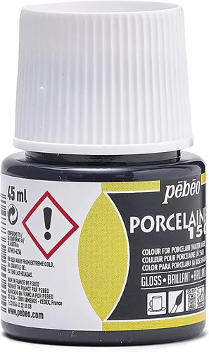 Miniatura 10 de Pebeo Porcelaine 150 - Pintura para porcelana de alto brillo a base de agua, botella de 45 ml - Negro abismo Abismo Negro