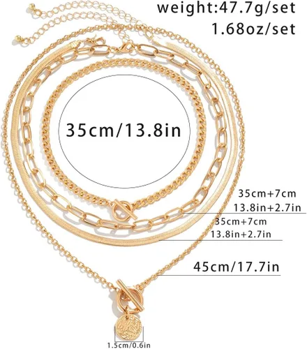 Miniatura 18 de Long tiantian Collares en capas para mujer, joyería occidental para mujer, collar de moneda apilable, collar de país, moderno, bohemio, verano