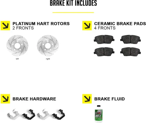 Miniatura 2 de Hart Brakes Kit Frenos y Rotores Delanteros Pastillas de Freno Delantero Rotores y Pastillas de Freno Pastillas y Rotores de Freno Cerámicos