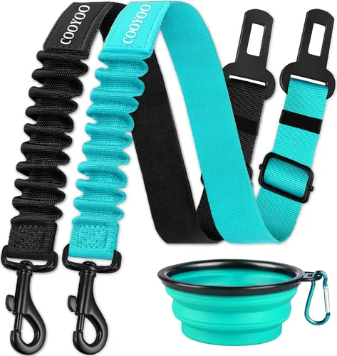 Miniatura 19 de COOYOO Cinturón de seguridad para perro, juego de 3 piezas retráctil, cinturones de seguridad ajustables para vehículo, nailon para mascotas, Set