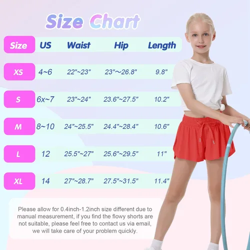 Miniatura 6 de QooNoo Pantalones cortos de mariposa para niñas con bolsillo, pantalones cortos atléticos fluidos de cintura alta para correr para niños
