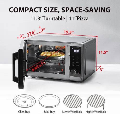 Miniatura 7 de TOSHIBA Combo de freidora de aire con horno de microondas inversor para encimera, serie MASTER, asado, convección, combinación rápida, incluso