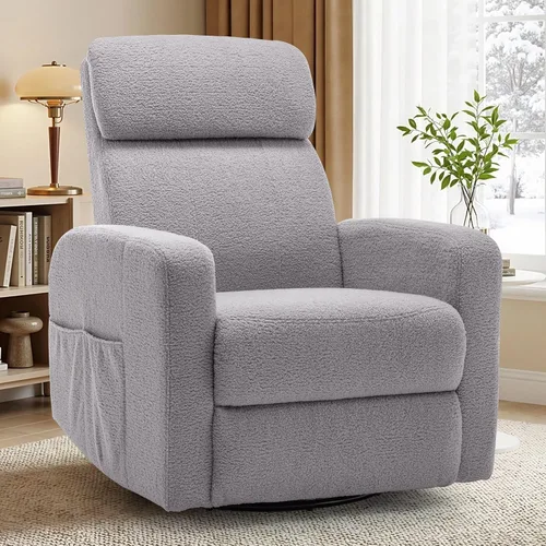 Miniatura 10 de Korser Sillas reclinables eléctricas giratorias para adultos, mecedora eléctrica para guardería, silla reclinable con bolsillo lateral clasificado