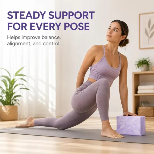 Miniatura 2 de Bloque de yoga – Bloque de ejercicio de espuma de alta densidad para yoga, pilates, estiramiento y meditación – antideslizante, ligero y duradero