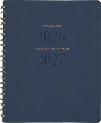 AT-A-GLANCE Planificador 2026-2027 semanal y mensual académico 13 meses julio-julio, 8-1/2 x 11 pulgadas, firma, azul marino (YP905A20)