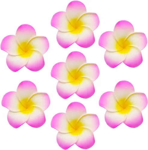 100 pétalos artificiales de plumeria rubra hawaiana de espuma de Frangipani de 2.4 pulgadas de diámetro, para decoración de bodas, fiestas (rosa