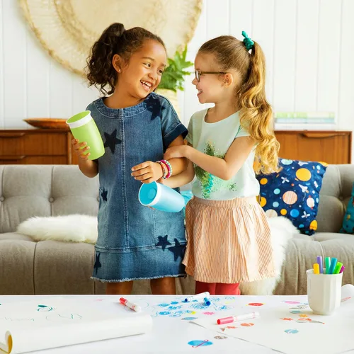 Miniatura 2 de Tazas de sorbo Munchkin para niños pequeños de 1 a 3 años, taza Miracle 360 a prueba de derrames, 295 ml, paquete de 2, verde/azul Azul/Verde