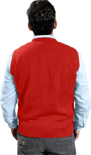 Miniatura 3 de TINKUY Chaleco peruano de lana de alpaca con cuello en V para hombre, S-4XL