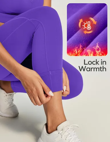 Miniatura 38 de Ewedoos - Leggings con forro de vellón y bolsillos para mujer, leggings térmicos de invierno para mujeres, pantalones de yoga y entrenamiento