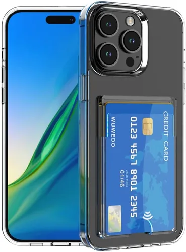 Miniatura 15 de 【Actualización】 Funda tipo cartera transparente para iPhone 13, antiamarilleo, delgada, parachoques de TPU + funda trasera de policarbonato con 2