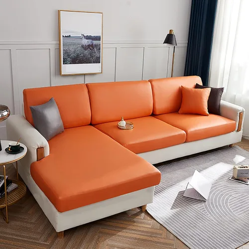 Miniatura 6 de Fundas de cojín impermeables para sofá, funda de cojín elástica de piel sintética para sofá en forma de L, protector de muebles para sala de estar