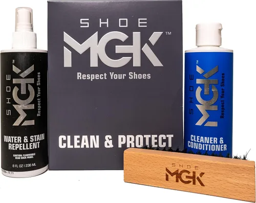 Shoe MGK Kit de cuidado de zapatos Clean & Protect Limpiador y acondicionador de zapatos, repelente al agua y manchas y cepillo