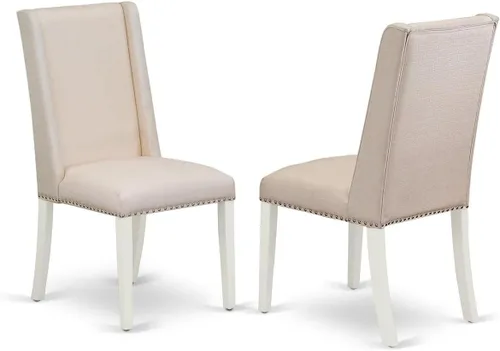 Miniatura 8 de East West Furniture FLP8T04 Florence Parson - Juego de 2 sillas tapizadas de tela de lino color marrón claro con ribete de clavo, color nogal Nuez