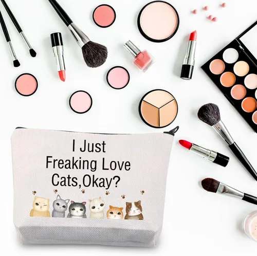 Miniatura 3 de BDPWSS Bolsas de maquillaje para amantes de los gatos, regalo para mamá, bolsa de viaje Crazy Cat Lady Bolsa de viaje para dueño de gatos, regalo