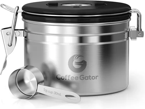 Miniatura 18 de Coffee Gator - Recipiente hermético de café de acero inoxidable de 22 oz para almacenamiento de alimentos en la cocina con rastreador de fecha, Gris