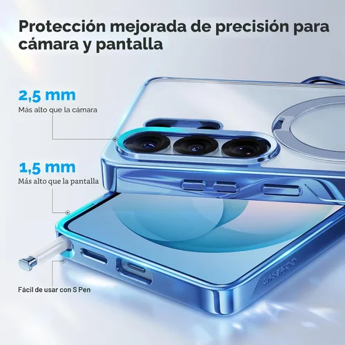 Miniatura 9 de CASEKOO Funda azul cielo brillante para Samsung Galaxy S26 Ultra [soporte magnético giratorio de 360°] [compatible con MagSafe]