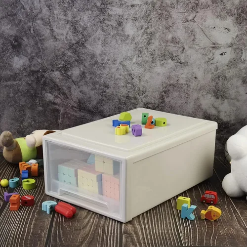 Miniatura 2 de Paquete de 4 cajones apilables de almacenamiento, caja organizadora de 12 cuartos de galón
