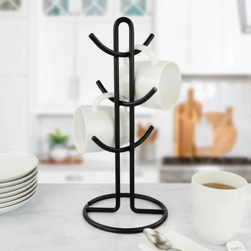 Miniatura 5 de Spectrum Euro Modern - Soporte para tazas de café, tazas de café, tazas de té de espresso, organizador de cocina, árbol de taza de pie para 6 tazas