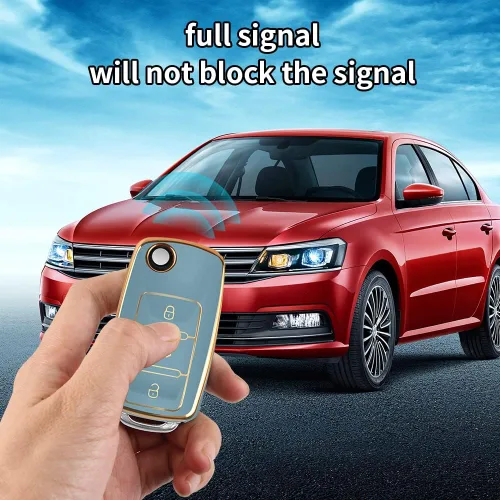 Miniatura 5 de MILD EAST - Funda para llavero de coche VW con llavero, carcasa de llave de coche de TPU suave para Volkswagen Beetle GTI Jetta Passat Tiguan (azul)