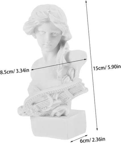 Miniatura 8 de Artemis - Estatua de diosa de resina blanca, escultura de busto de cabeza romana, escultura de mitología griega para el hogar, estante