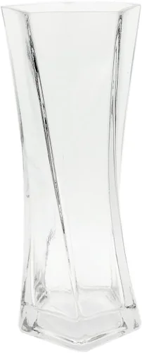 WGVI Twist Bouquet Vase, 3.5" W, 9.25" H, Clear Square Block Gathering Hurricane Glass Floral Container, Centerpiece, Home Wedding Event Decor, 1